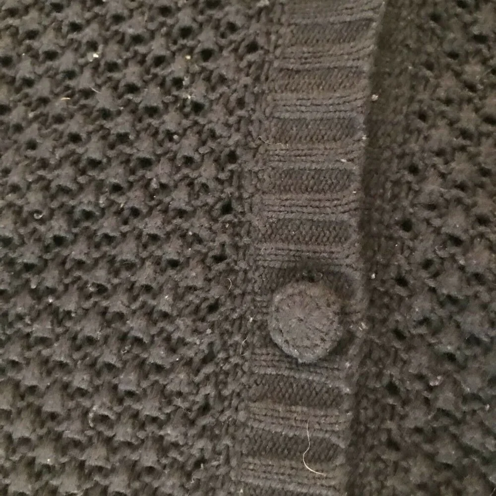 LL Bean Women's XL Navy Blue Crochet Button Front Duster Length Cardigan Long - Picture 5 of 7